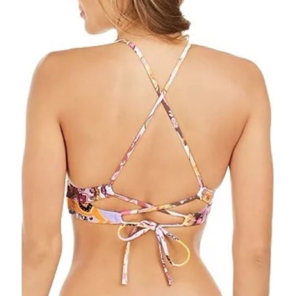 Hula Honey Bikini Lightly Padded Halter Tie-back + Matching Bottoms Size L NWT
